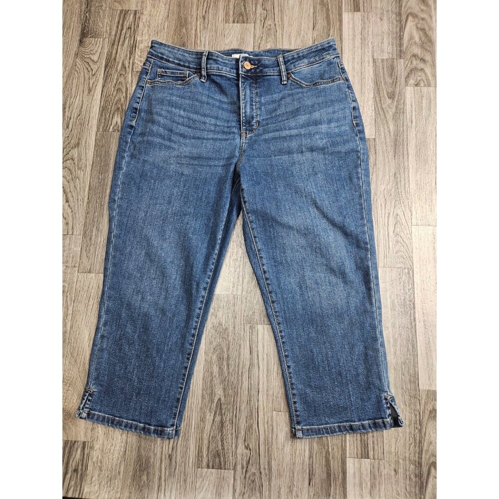 (3/$35) Croft & Barrow Jeans Womens 12 Blue Mid Rise Straight Leg Stretch Pants‎